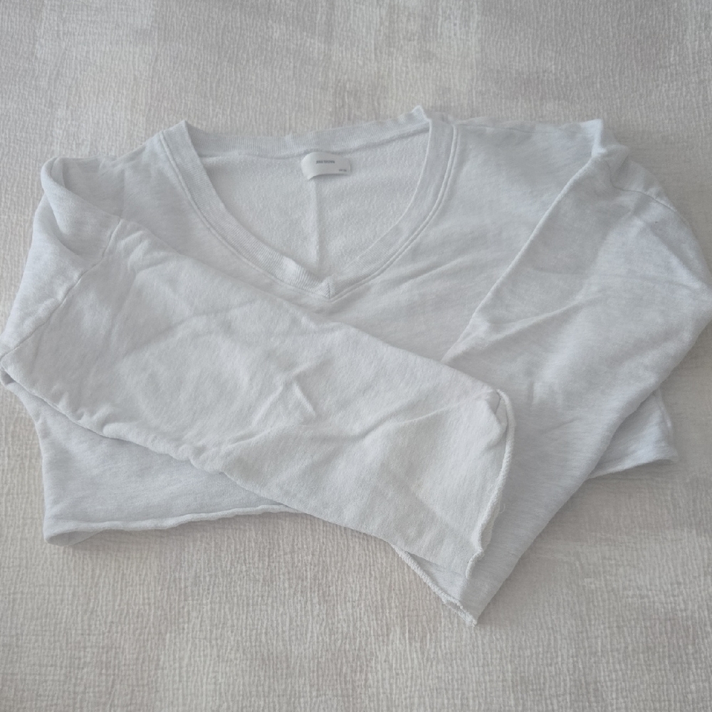 Joah Brown Light Gray V-Neck Long Sleeve Top